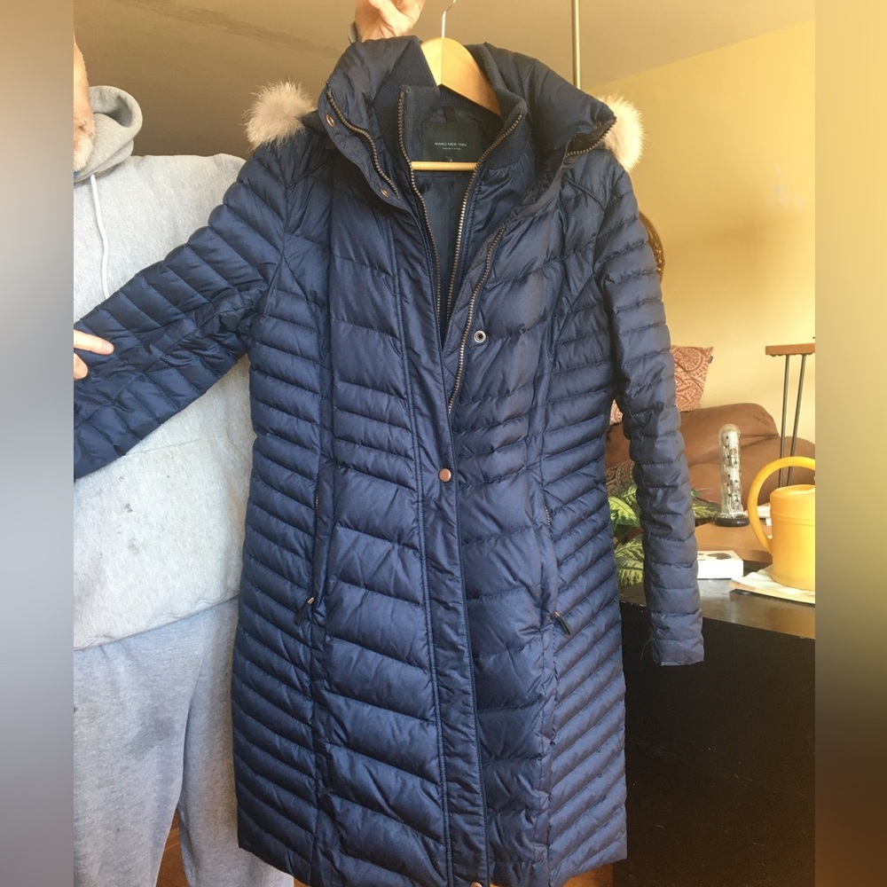 **SOLD**EUC Andrew Marc Blue Winter Coat Women’s Size Large - Picture 1 of 8